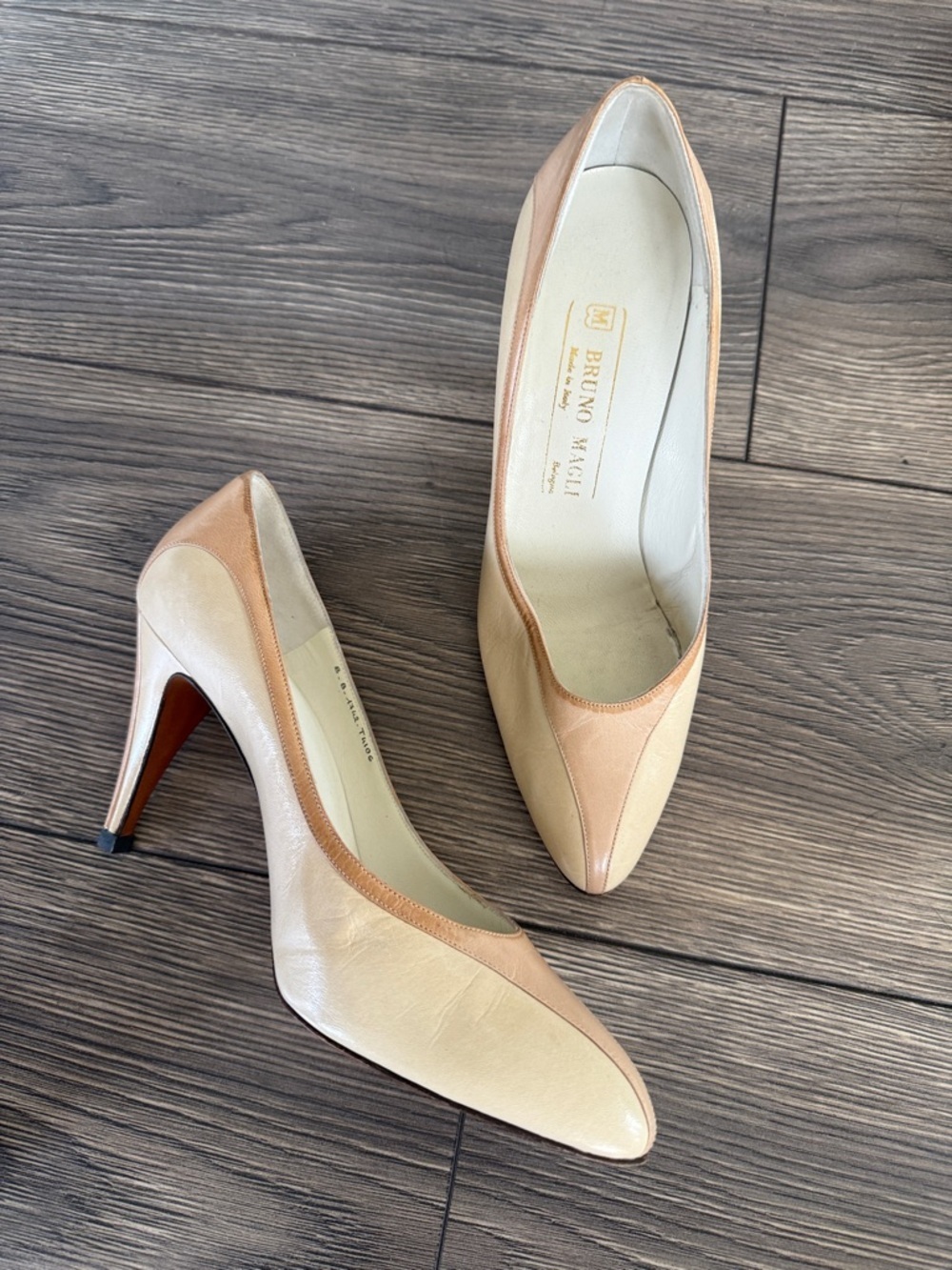 Vintage Bruno Magli Nude & Blush Leather Heels Made in Italy